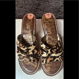 Sam Edelman leopard wedge sandals 7 NEW